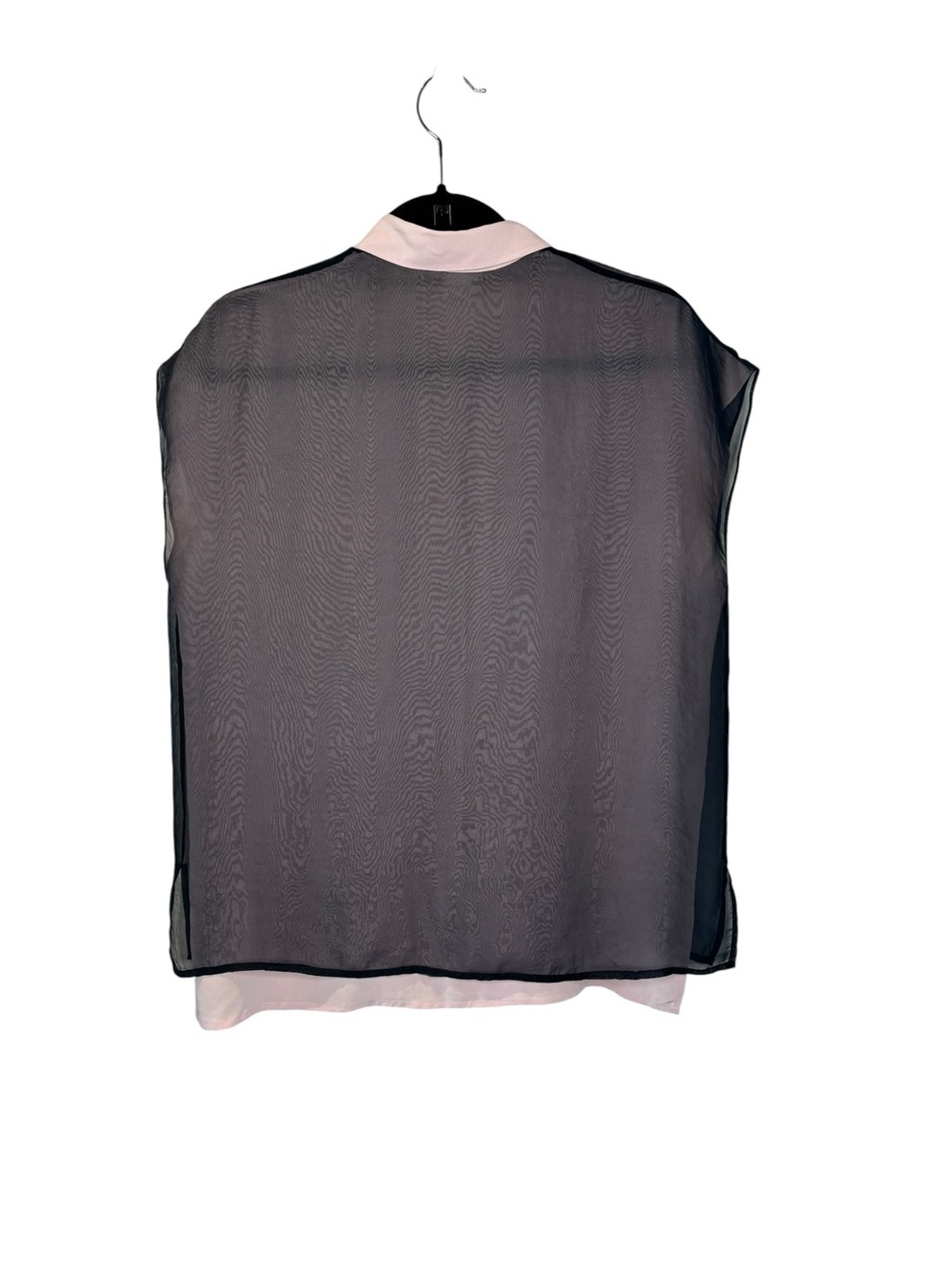 Club Monaco SILK Sheer layered Colorblock Button  Blouse - Pink & Black Medium - Picture 2 of 7